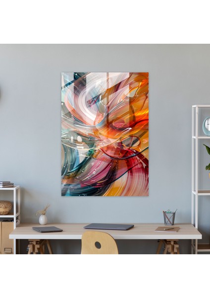 Aksiyon Resim Cam Sanatı - Dönen Hareket Desenleri - Aksiyon Resim, Modern Sanat, Aksiyon Resim, Cam Sanatı, 50 x 70 cm