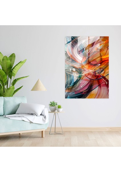 Aksiyon Resim Cam Sanatı - Dönen Hareket Desenleri - Aksiyon Resim, Modern Sanat, Aksiyon Resim, Cam Sanatı, 50 x 70 cm
