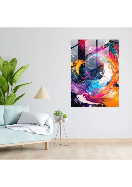 Aksiyon Resim Cam Baskı - Girdaplar ve Splatters - Aksiyon Resim, Aksiyon Resim, Soyut Sanat, Duvar Dekorasyonu, 50 x 70 cm