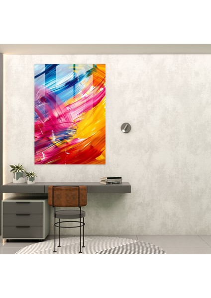 Aksiyon Resim Cam Baskı - Dinamik Çizgiler ve Canlı Tonlar - Aksiyon Resim, Cam Baskı, Aksiyon Resim, Soyut Sanat, 50 x 70 cm fiyatları