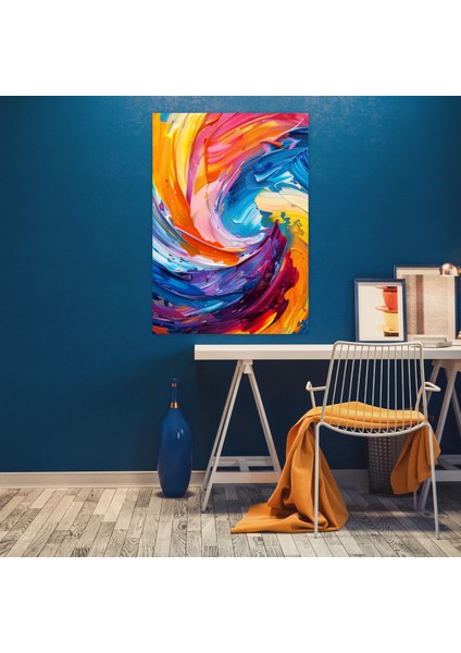 Aksiyon Tablo Kanvas Tablo: Renkli Soyut Girdap - Aksiyon Resim, Ev Dekorasyonu, Aksiyon Resim, Kanvas Tablo, 50 x 70 cm modelleri