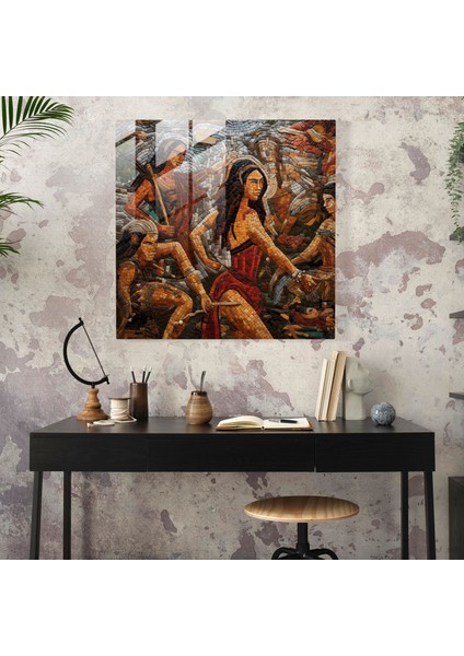 Amazon Kadınları Mozaik Cam Baskı - Amazon Kadınları, Savaşçı Ruhu, Cesaret, Duvar Süslemesi, 40X40