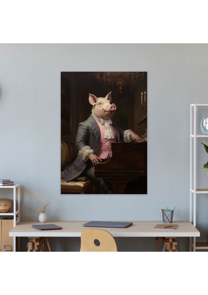 Insan Gibi Giyinmiş Hayvanlar Duvar Tablosu - Insan Gibi Giyinmiş Hayvanlar, Kuyruklu Piyano, Kanvas Tablo, Kanvas Tablo, 30X50 fiyatları