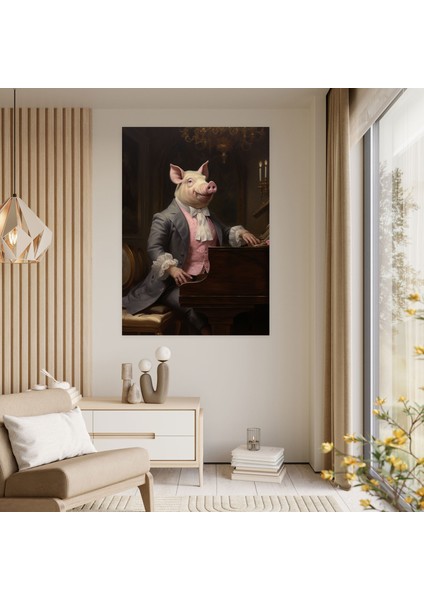 Insan Gibi Giyinmiş Hayvanlar Duvar Tablosu - Insan Gibi Giyinmiş Hayvanlar, Kuyruklu Piyano, Kanvas Tablo, Kanvas Tablo, 30X50 modelleri