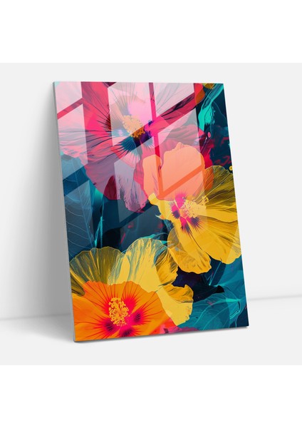 Andy Warhol Cam Sanatı Çiçek Baskı - Andy Warhol, Ev Dekorasyonu, Andy Warhol, Cam Sanatı, 30X45