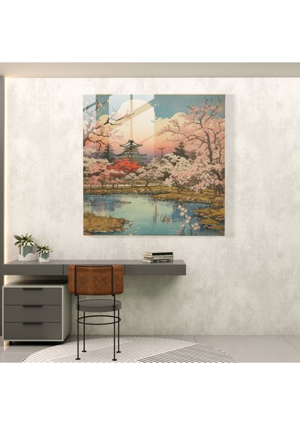 Asya Tahta Baskılı Cam Duvar Sanatı - Asya, Huzur, Ev Dekorasyonu, Asya, 40X40