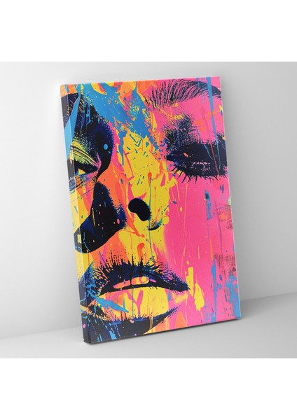 Andy Warhol Tarzı Duvar Dekorasyonu - Neon Splatter Boya - Andy Warhol, Duvar Dekorasyonu, Duvar Sanatı, Kanvas, 50 x 70 cm