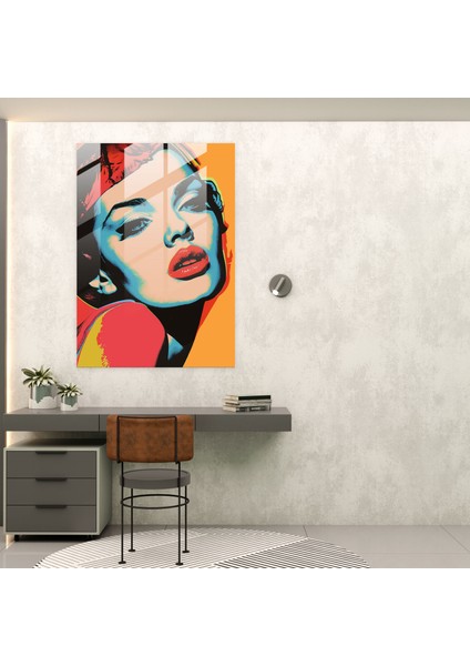 Andy Warhol Cam Baskı - Pop Art Portre - Andy Warhol, Duvar Süslemesi, Andy Warhol, Cam Baskı, 50 x 70 cm