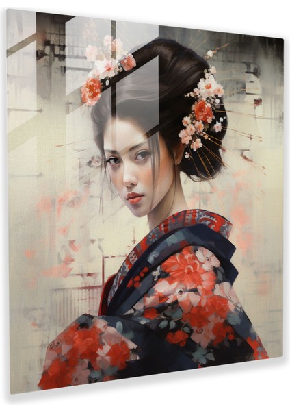 Asya Geyşası Cam Baskı - Asya, Geyşa, Cam Sanatı, Japon Estetiği, 40X40