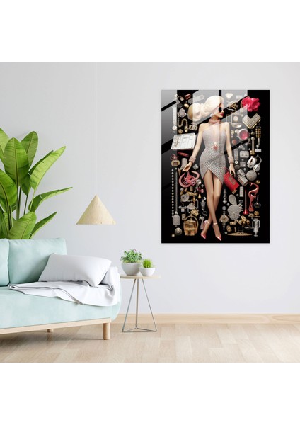 Barbie Cam Baskı - Göz Alıcı Mozaik - Barbie, Mozaik Kolaj, Moda, Cam Baskı, 70 x 110 cm modelleri