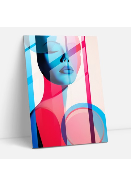 Barbie Cam Duvar Sanatı - Minimalist Geometriler - Barbie, Cesur Geometrik Şekiller, Cam Sanatı, Minimalist Siluet, 30X45