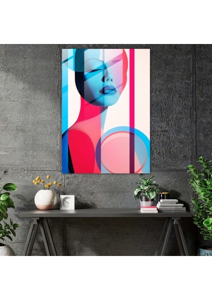 Barbie Cam Duvar Sanatı - Minimalist Geometriler - Barbie, Cesur Geometrik Şekiller, Cam Sanatı, Minimalist Siluet, 30X45
