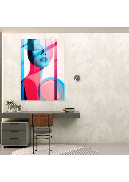 Barbie Cam Duvar Sanatı - Minimalist Geometriler - Barbie, Cesur Geometrik Şekiller, Cam Sanatı, Minimalist Siluet, 30X45
