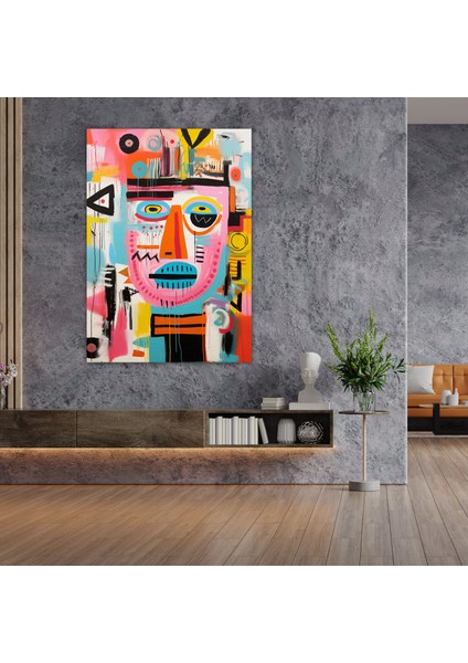 Basquiat Kanvas Tablo - Canlı Soyut Resim - Basquiat, Canlı Renkler, Kanvas Tablo, Ev Dekorasyonu, 30X50