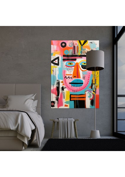 Basquiat Kanvas Tablo - Canlı Soyut Resim - Basquiat, Canlı Renkler, Kanvas Tablo, Ev Dekorasyonu, 30X50