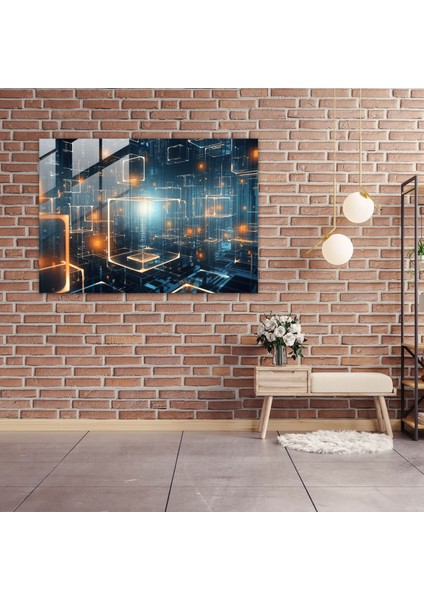 Blockchain Cam Duvar Sanatı - Blockchain, Teknoloji, Gelecek, Tasvir, 70X50 modelleri