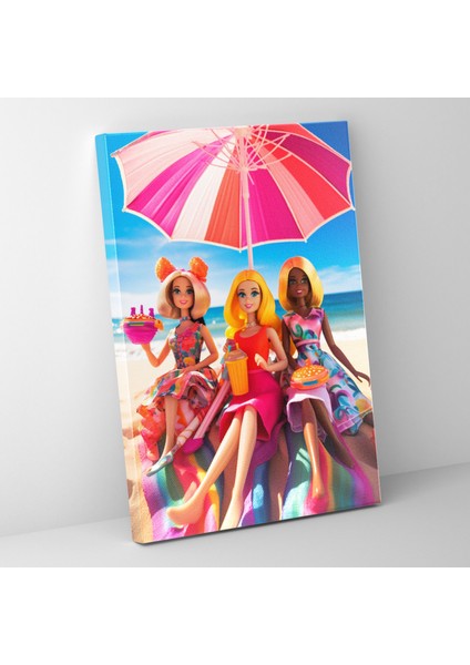 Barbie Plaj Partisi Kanvas Tablo - Barbie, Barbie, Duvar Süslemesi, Duvar Sanatı, 30X50