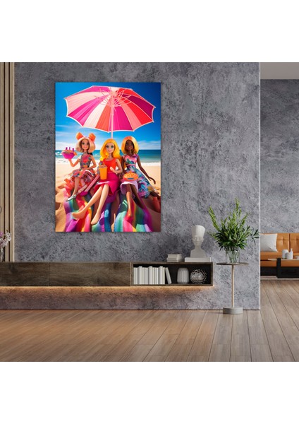 Barbie Plaj Partisi Kanvas Tablo - Barbie, Barbie, Duvar Süslemesi, Duvar Sanatı, 30X50 fiyatları