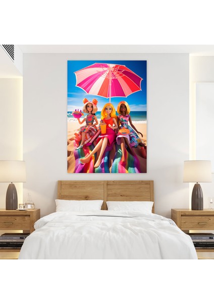 Barbie Plaj Partisi Kanvas Tablo - Barbie, Barbie, Duvar Süslemesi, Duvar Sanatı, 30X50 modelleri