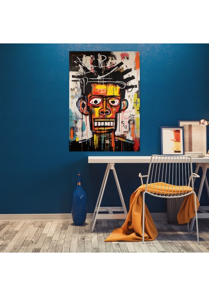 Basquiat Kanvas Tablo - Canlı Graffiti Sanatı Duvar Dekorasyonu - Basquiat, Duvar Sanatı, Kanvas Tablo, Canlı Renkler, 30 x 50 cm