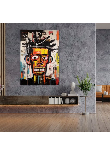 Basquiat Kanvas Tablo - Canlı Graffiti Sanatı Duvar Dekorasyonu - Basquiat, Duvar Sanatı, Kanvas Tablo, Canlı Renkler, 30 x 50 cm