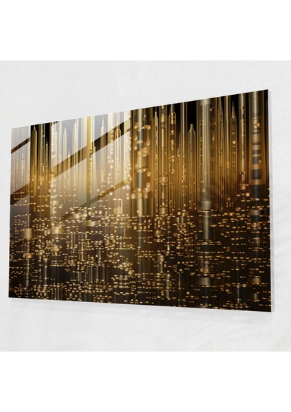 Bira Bardağı Duvar Sanatı - Bira, Fütüristik Bira Şehir Manzarası, Ev Dekorasyonu, Bira Şişeleri, 50 x 70 cm