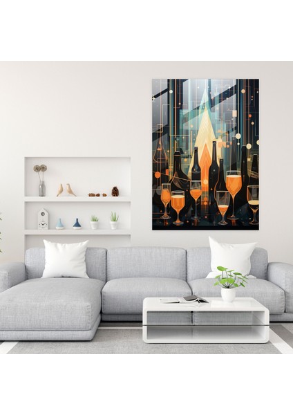 Bira Bardağı Duvar Dekoru - Bira, Duvar Dekorasyonu, Bardak, Geometrik Soyutlama, 30X45 modelleri