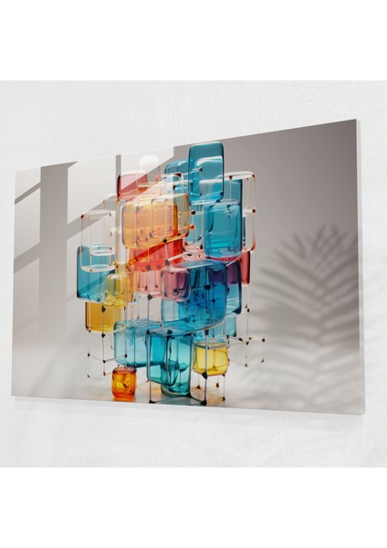 Blockchain Cam Sanatı - Blockchain, Duvar Süslemesi, Cam Baskı, Cam Sanatı, 70 x 50 cm