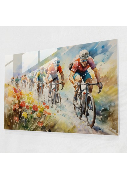Bisiklet Cam Baskı - Bisiklet, Kırsal, Cam Duvar Sanatı, Enerji, 45X30