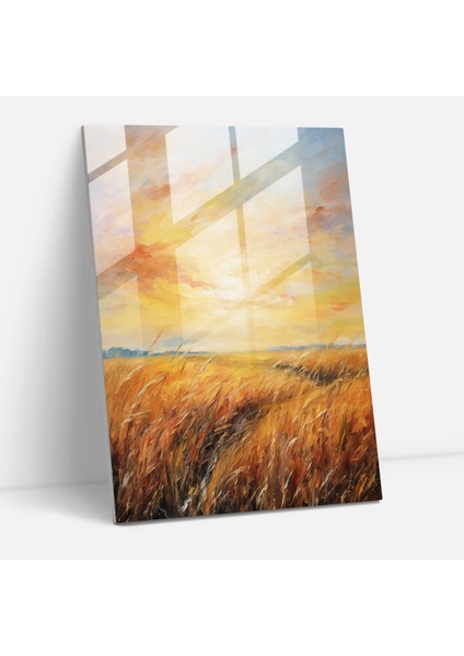 Bira Bardağı Baskı Sanatı - Bira, Empresyonist Resim, Cam Baskı, Gün Batımı, 30X45