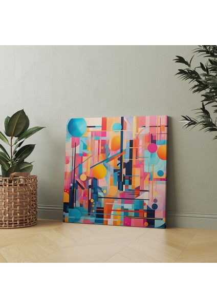 Asya Duvar Sanatı - Geometrik Soyut Sanat Kanvas Tablo - Asya, Renkli Desenler, Kanvas Tablo, Ev Dekorasyonu, 50X50 modelleri
