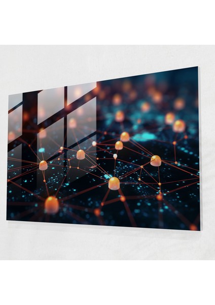 Secure Blockchain Cam Duvar Sanatı - Blockchain, Ev Dekorasyonu, Duvar Dekorasyonu, Cam Sanatı, 70 x 50 cm