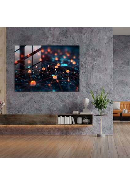 Secure Blockchain Cam Duvar Sanatı - Blockchain, Ev Dekorasyonu, Duvar Dekorasyonu, Cam Sanatı, 70 x 50 cm modelleri