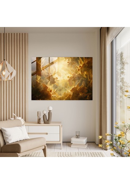 Barok Tarzı Resim Duvar Dekorasyonu - Barok, Göksel, Cam Sanatı, Sakin, 70 x 50 cm fiyatları