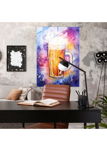 Bira Bardağı Baskı - Bira, Canlı Renkler, Modern Sanat, Köpüklü Kupa, 50 x 70 cm modelleri