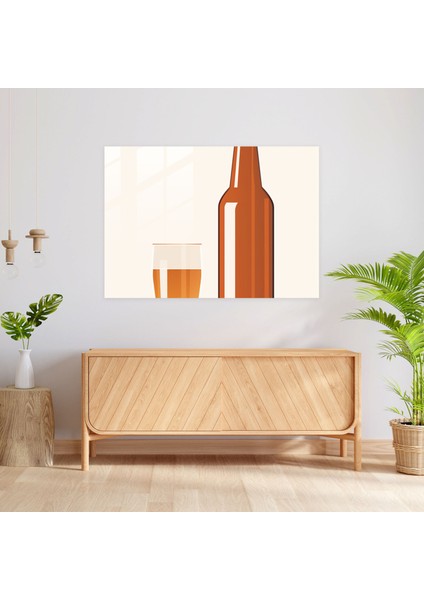 Bira Bardağı Duvar Sanatı - Bira, Sadelik, Ev Dekorasyonu, Minimalist Illüstrasyon, 30X45 modelleri