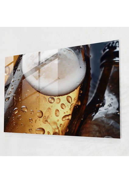 Bira Şişeleri Cam Baskı - Bira, Ev Dekorasyonu, Cam Sanatı, Duvar Dekorasyonu, 50 x 70 cm