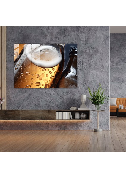 Bira Şişeleri Cam Baskı - Bira, Ev Dekorasyonu, Cam Sanatı, Duvar Dekorasyonu, 50 x 70 cm