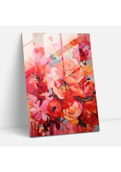 Kanayan Çiçekler Cam Baskı - Kanayan Çiçekler, Cam Baskı, Cam Duvar Sanatı, Kanayan Çiçekler, 50 x 70 cm