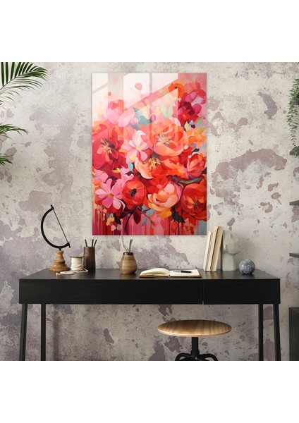 Kanayan Çiçekler Cam Baskı - Kanayan Çiçekler, Cam Baskı, Cam Duvar Sanatı, Kanayan Çiçekler, 50 x 70 cm
