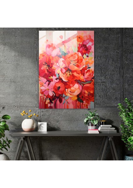 Kanayan Çiçekler Cam Baskı - Kanayan Çiçekler, Cam Baskı, Cam Duvar Sanatı, Kanayan Çiçekler, 50 x 70 cm