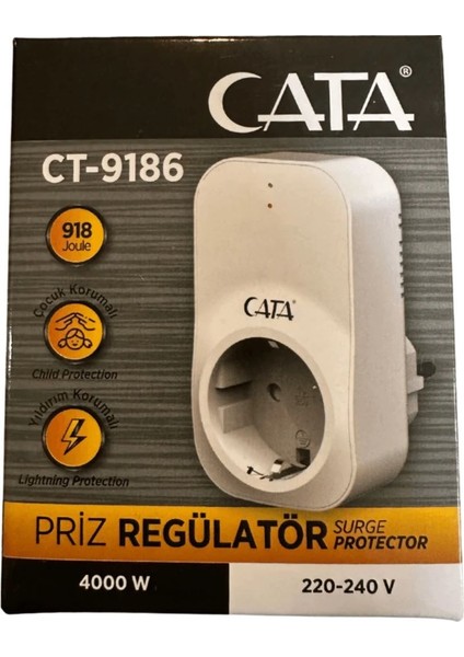 CT-9186 Akım ve Çocuk Korumalı Tekli Kablosuz Priz