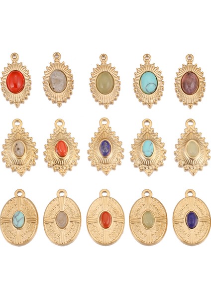 B3 Paslanmaz Çelik 18KGOLD Gözyaşı Oval Charms Doğal Taş Kolye Kadınlar Için Kolye Takı Yapımı Bulguları (Yurt Dışından) fiyatları