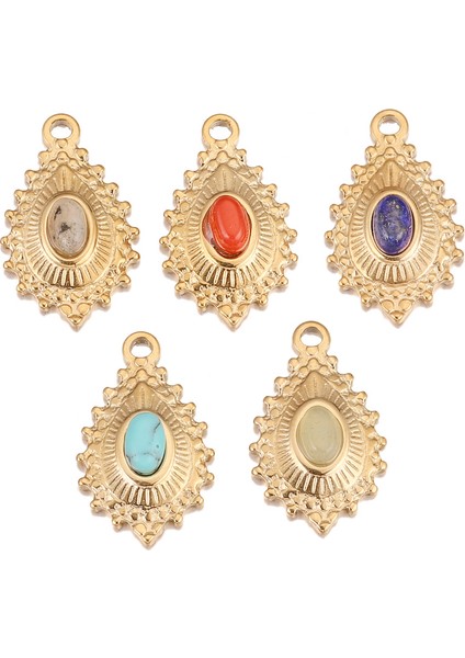 B3 Paslanmaz Çelik 18KGOLD Gözyaşı Oval Charms Doğal Taş Kolye Kadınlar Için Kolye Takı Yapımı Bulguları (Yurt Dışından) fırsatları
