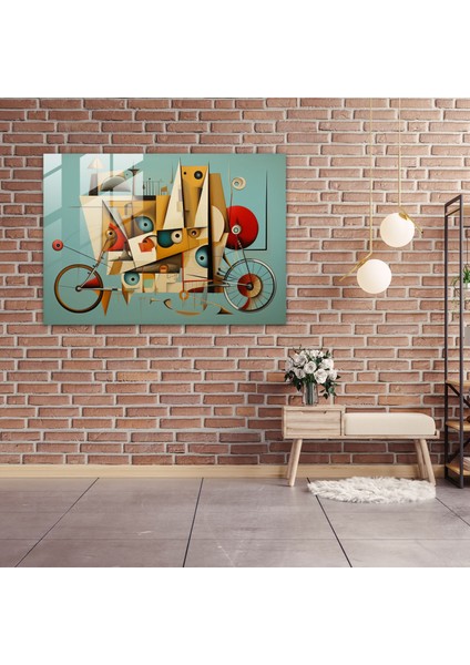 Kübist Bisiklet Cam Baskı - Bisiklet, Cam Sanatı, Bisiklet, Çoklu Perspektifler, 45X30