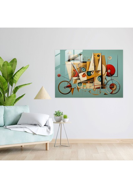 Kübist Bisiklet Cam Baskı - Bisiklet, Cam Sanatı, Bisiklet, Çoklu Perspektifler, 45X30