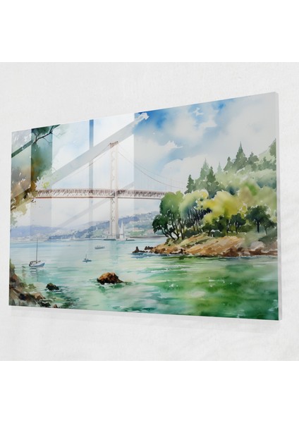 Boğaz Köprüsü Cam Duvar Sanatı - Boğaz Köprüsü, Duvar Dekorasyonu, Modern Sanat, Cam Sanatı, 45X30