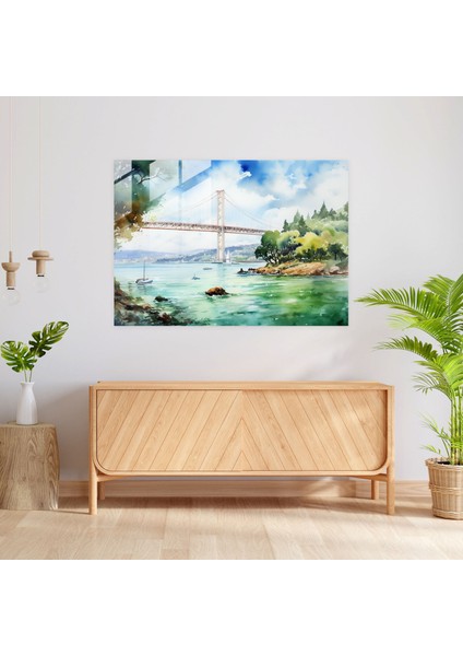Boğaz Köprüsü Cam Duvar Sanatı - Boğaz Köprüsü, Duvar Dekorasyonu, Modern Sanat, Cam Sanatı, 45X30 modelleri