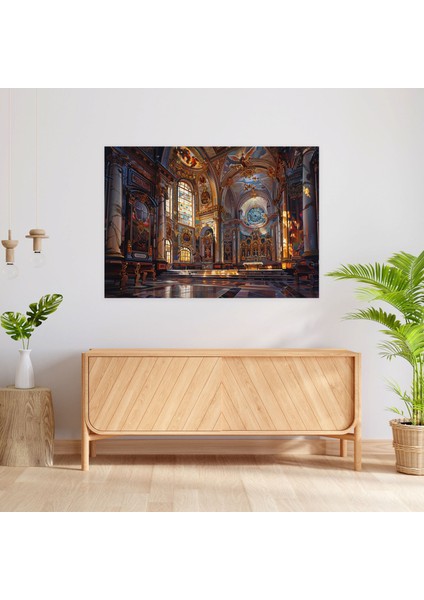 Kilise Içi Barok Tarzı Tablo Kanvas Tablo - Barok, Vitray Pencereler, Kilise Içi, Kanvas Tablo, 50X30 fiyatları