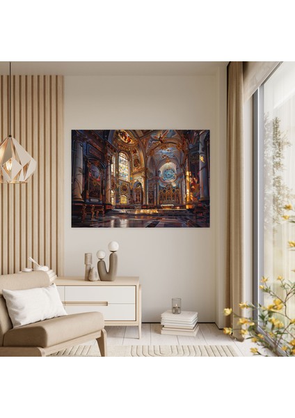 Kilise Içi Barok Tarzı Tablo Kanvas Tablo - Barok, Vitray Pencereler, Kilise Içi, Kanvas Tablo, 50X30 modelleri